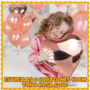 Corazones o estrellas 40 cm rosa gold