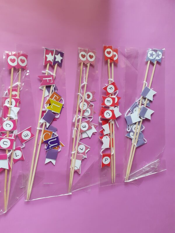 Banderines pinches toppers para torta boca, rosa, rojo, celeste, azul - Image 3