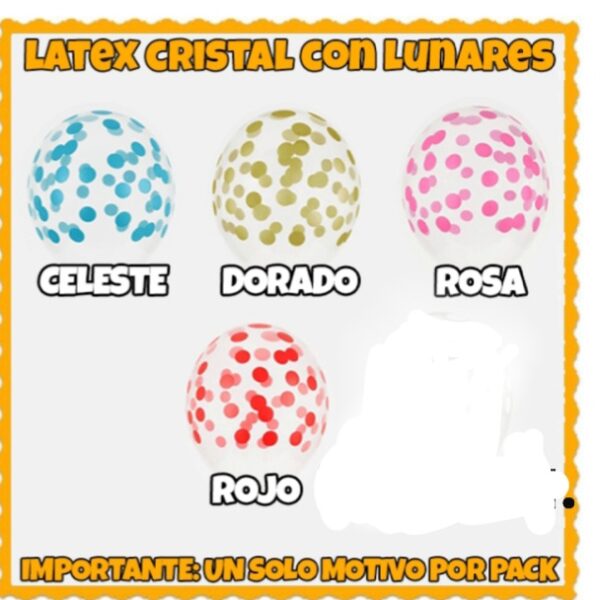 Globos látex transparente con lunares impresos
