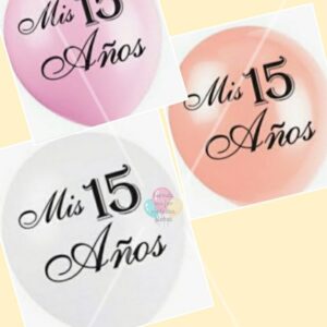 Látex impresos perlados mis 15 años blanco rosa salmón