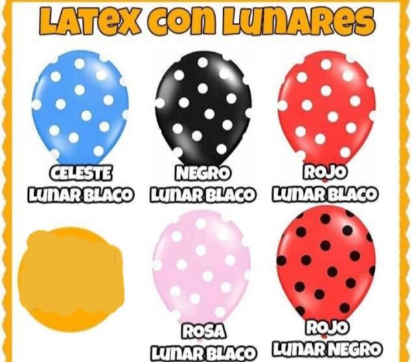 Globos látex colores con lunares impresos