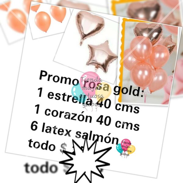 Promo combo globos rosa gold