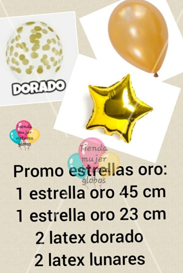 Promo combo globos estrella oro