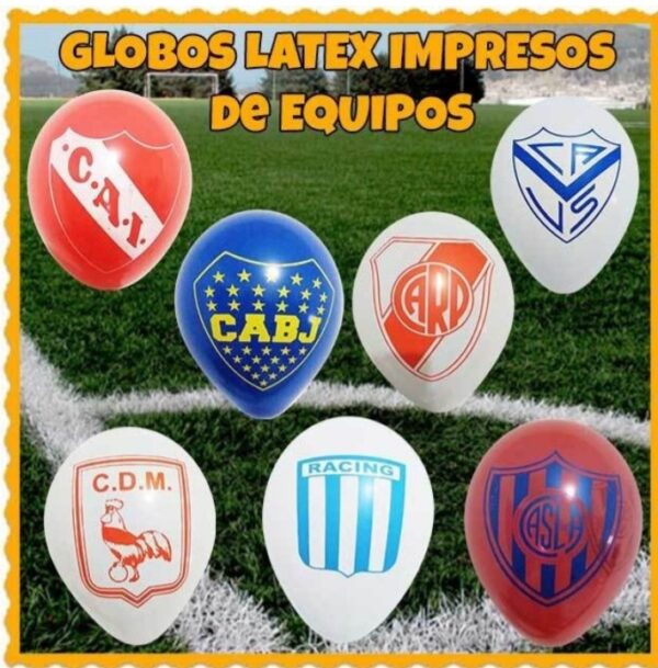 Globos látex impresos boca, river, independiente, san lorenzo