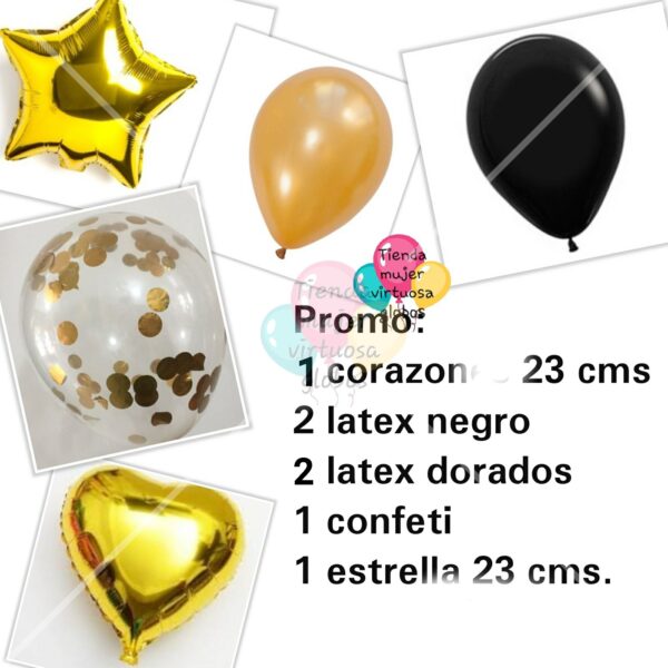 Promo combo globos oro con confeti