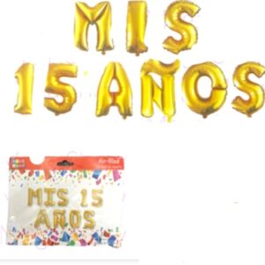 Set promo combo globos dorados 40 cm ¨mis 15 años¨