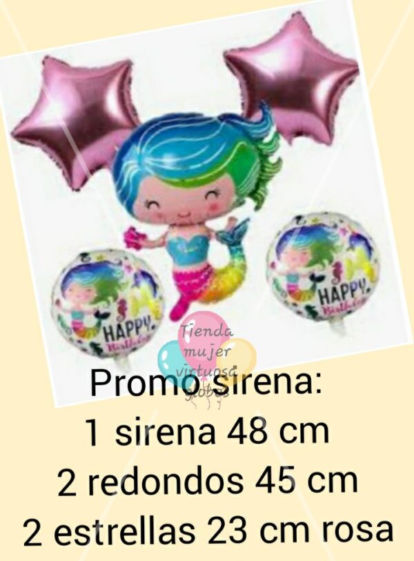 Promo combo globos sirena forma