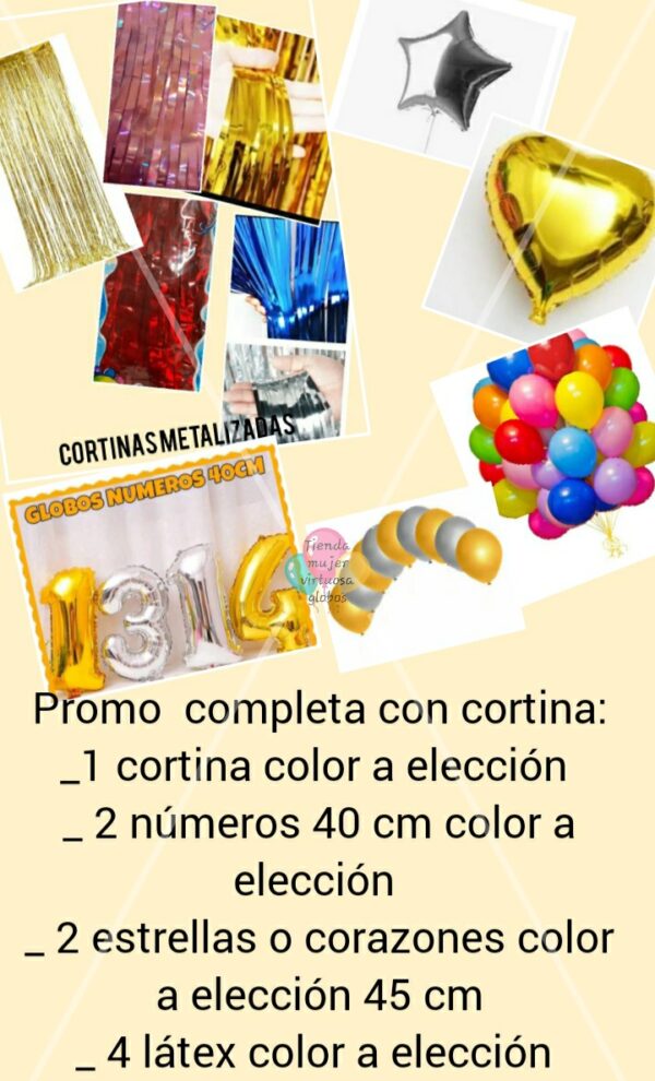Promo combo globos completa con cortina color a elección