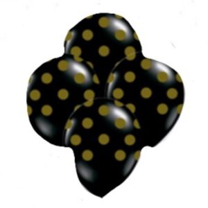 Globo látex impreso negro lunares oro