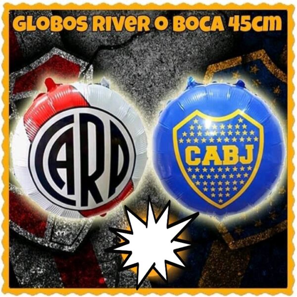 Globo escudo metalizado river, boca 45cm