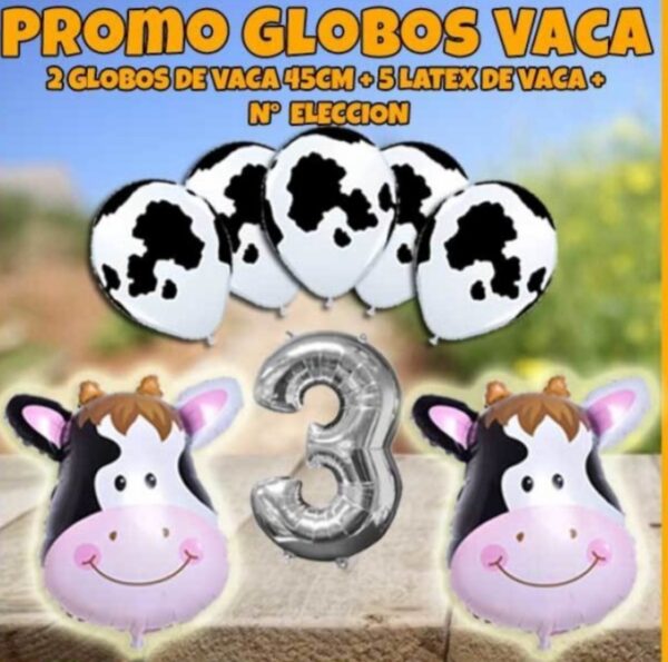 Promo combo globos vaca animales granja