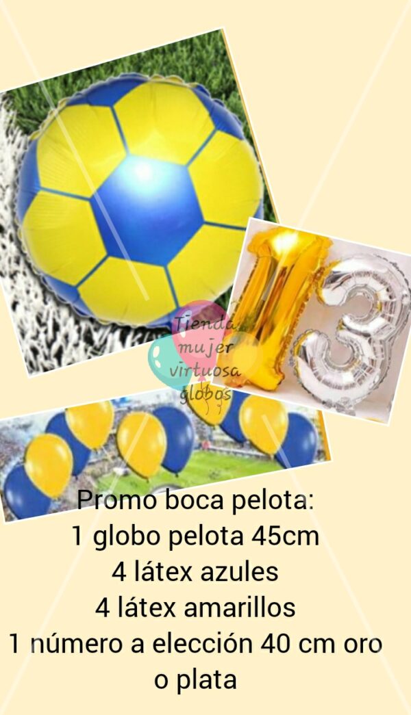 Promo combo globos pelota boca fútbol 45 cm