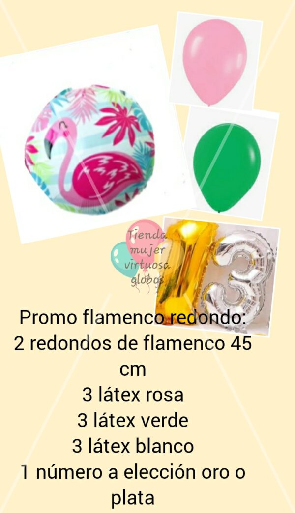 Promo combo globos  flamenco redondo 45 cm