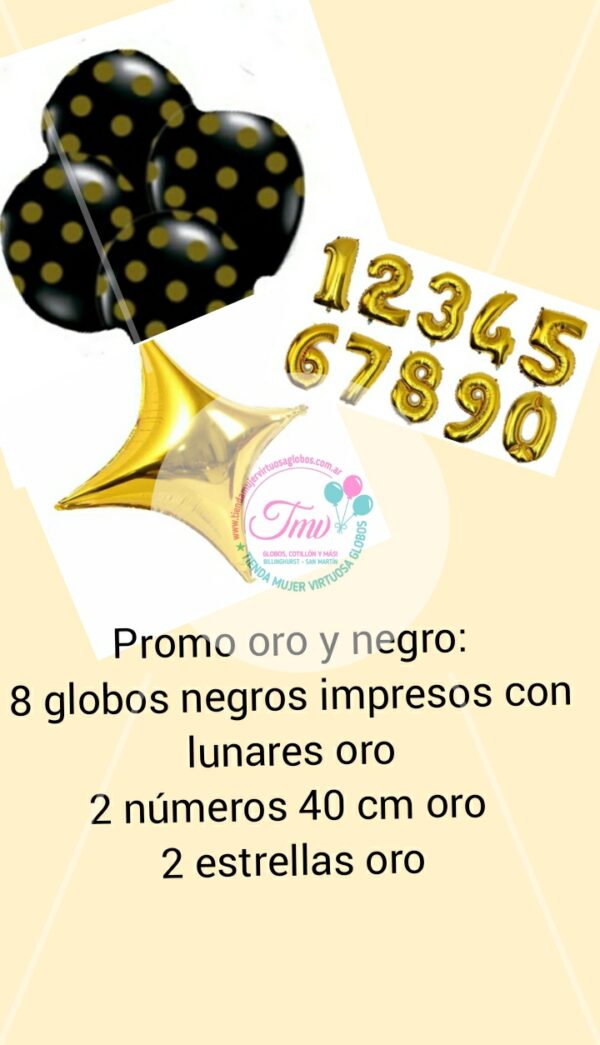 Promo comboglobos negro y oro