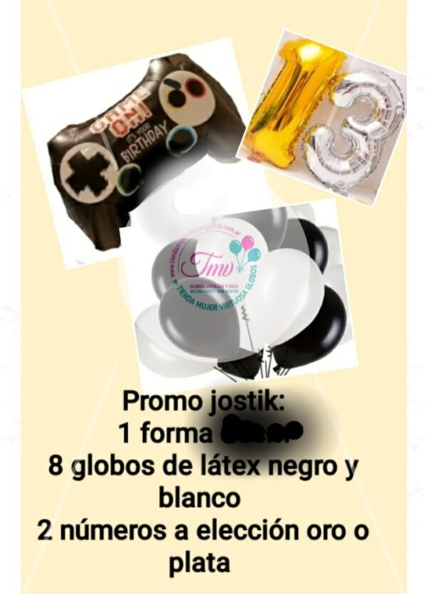 Promo combo globos jostik video juego play 60cm