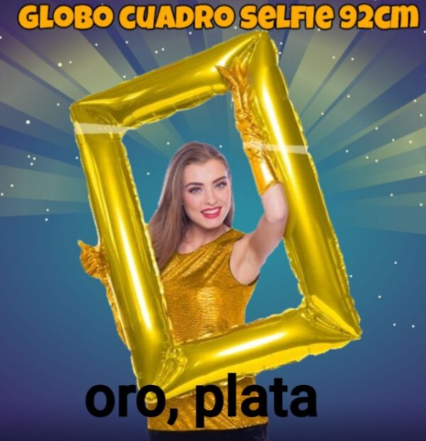 Globo  cuadro selfie 90 cm oro, plata