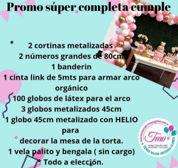 Promo super completa corazones, estrellas, globos látex,  números,  helio, cortina todo a elección