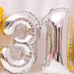 Globos número chicos solo plata 15cm ideal para desayunos