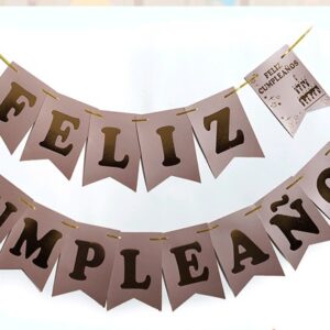 Banderin guirnalda feliz cumpleaños rosa gold