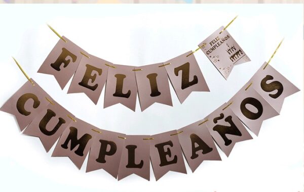 Banderin guirnalda feliz cumpleaños rosa gold