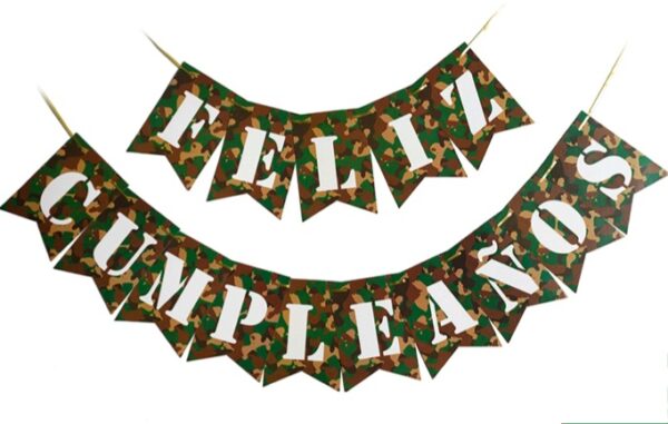 Banderin guirnalda feliz cumpleaños camuflado