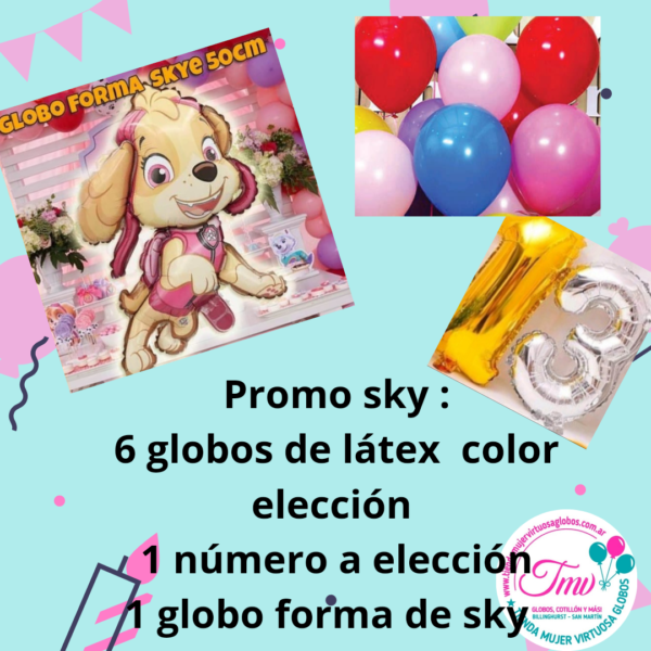 Promo combo globos sky paw patról 50cm patrulla canina