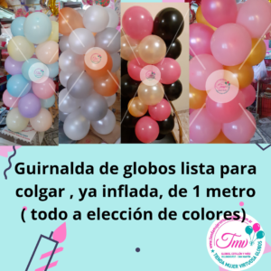 Guirnalda globos de látex de 1 metro lista para colgar