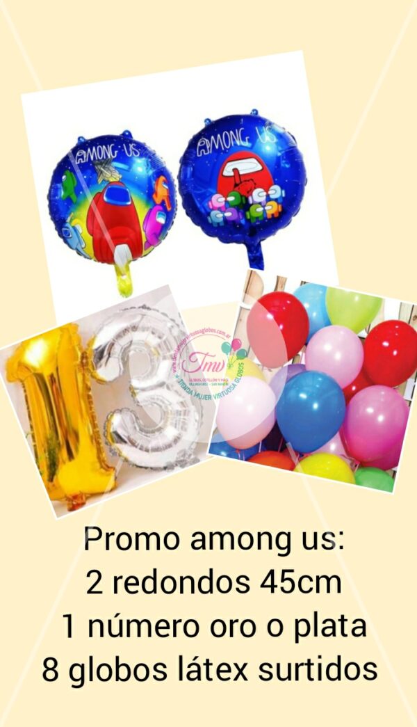 Promo combo globos among us redondos 45 cm