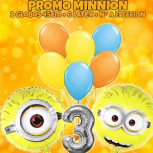 Promo combo globos minnions, minions fiesta