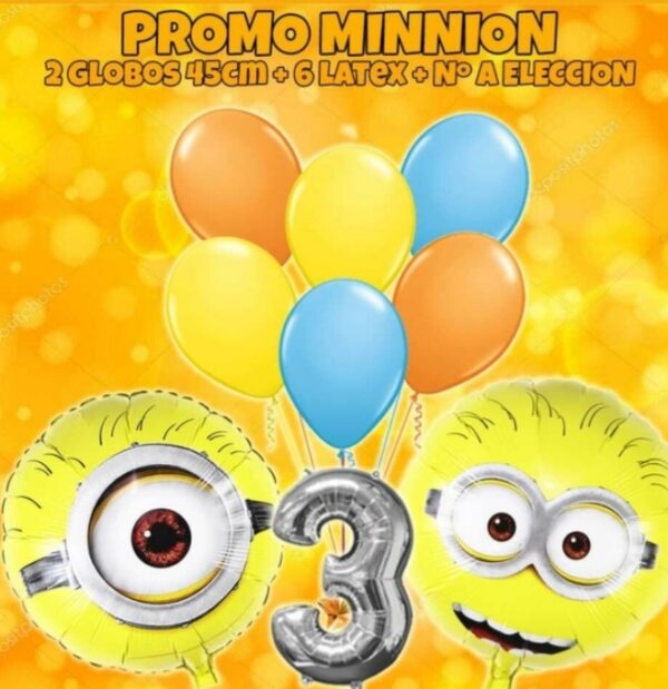 Promo combo globos minnions, minions fiesta