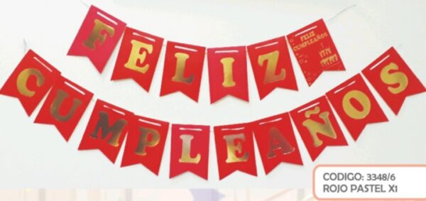 Banderin guirnalda rojo feliz cumpleaños