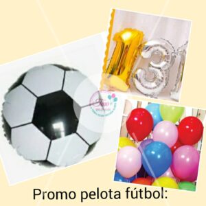 Promo combo globos  pelota fútbol blanco y negro 45 cm