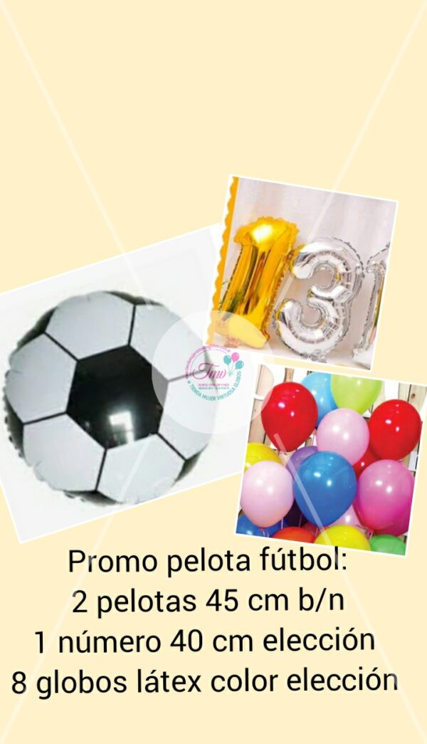 Promo combo globos  pelota fútbol blanco y negro 45 cm