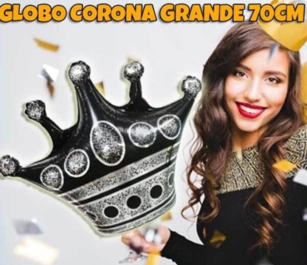 Globo forma corona negra 70 cm