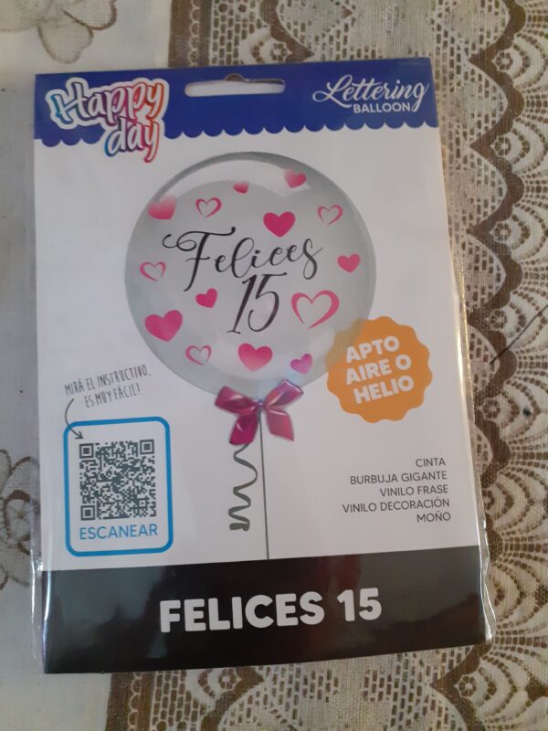 Globo burbuja felices 15 transparente ( desinflado,  lo arma el cliente)