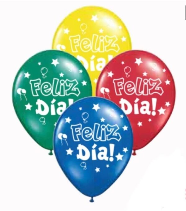 Globo látex feliz día varios colores
