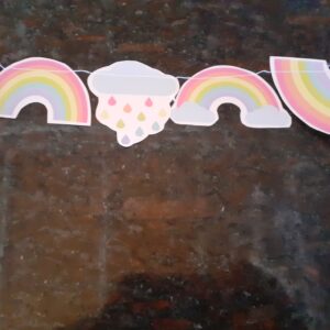 Banderín pinche topper torta nube arco iris lluvia de amor