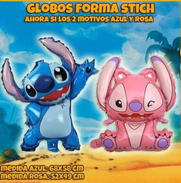 Globo forma stitch celeste, rosa