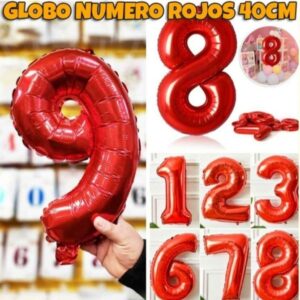 Globo número color rojo 40 cm
