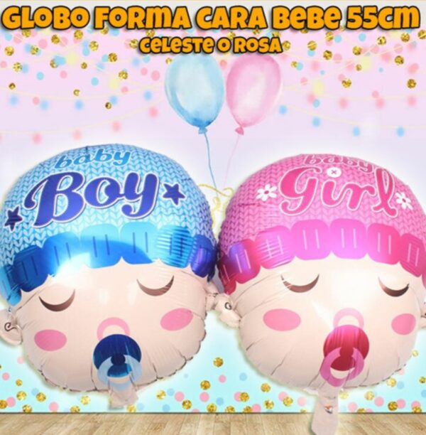 Globo forma cara bebé 55 cm baby shower