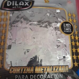 Cortina guirnalda metalizada forma estrellas oro, plata