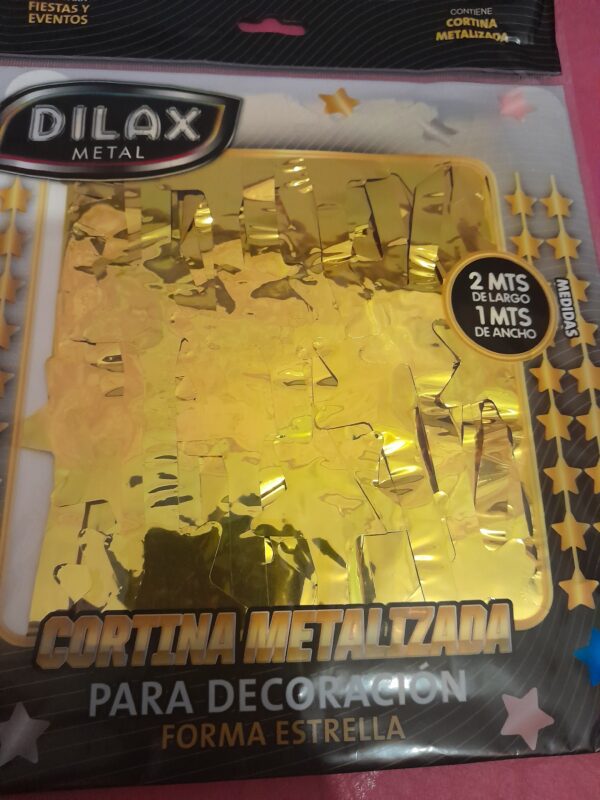 Cortina guirnalda metalizada forma estrellas oro, plata - Image 2