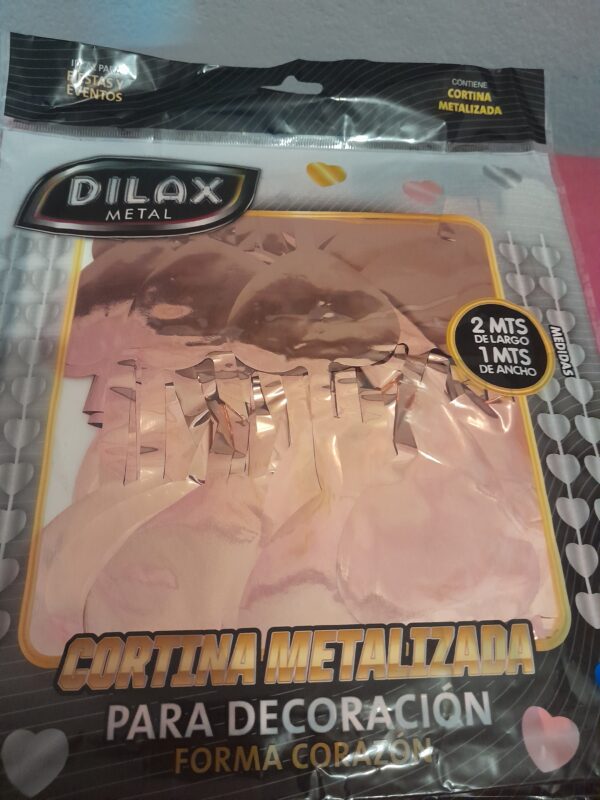 Cortina guirnalda metalizada corazón rosa gold