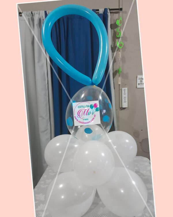 Arreglo base globos con chupete baby shower