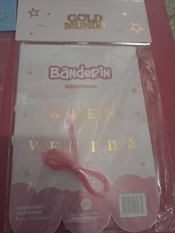 Banderín bienvenida rosa , baby shower