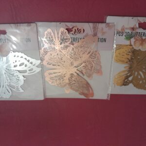Mariposas 3D x6 autohadesivas oro, plata, rosa gold