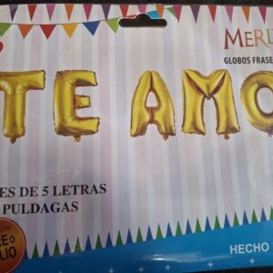 Set globos frase letras TE AMO dorado