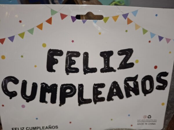 Set globos feliz cumpleaños letra imprenta dorado, plata, rosa gol, azul, negro, arco iris - Image 4