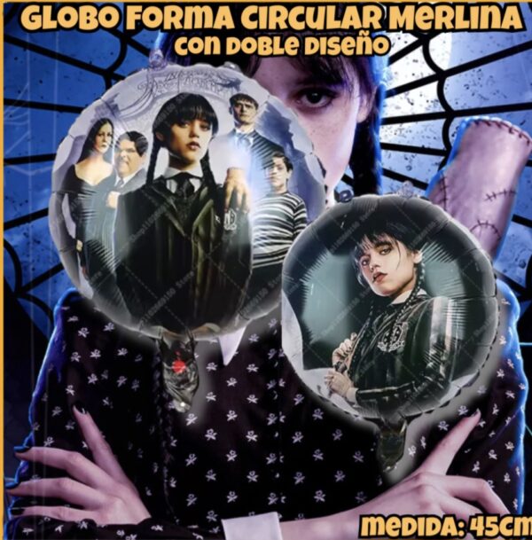 Globo Merlina doble imagen redondo 45cm